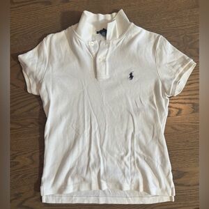 Ralph Lauren White Polo Shirt with Navy Emblem